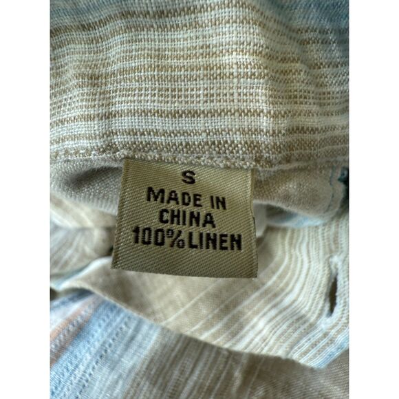 Tommy Bahama 100% Linen Men's Neutral Button Down Short Sleeve Shirt Size Small - Picture 4 of 6